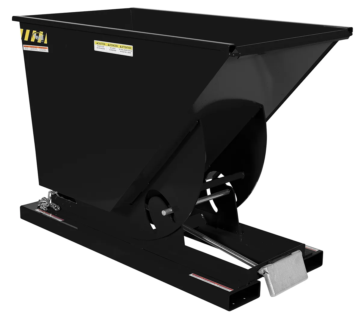 Vestil D-75-HD-BLK-SG d style - self-dumping steel hoppers with bumper release