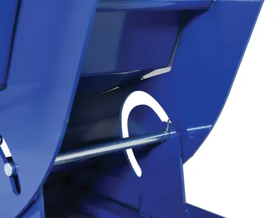Vestil D-75-HD d style - self-dumping steel hoppers with bumper release shown from an alternate angle