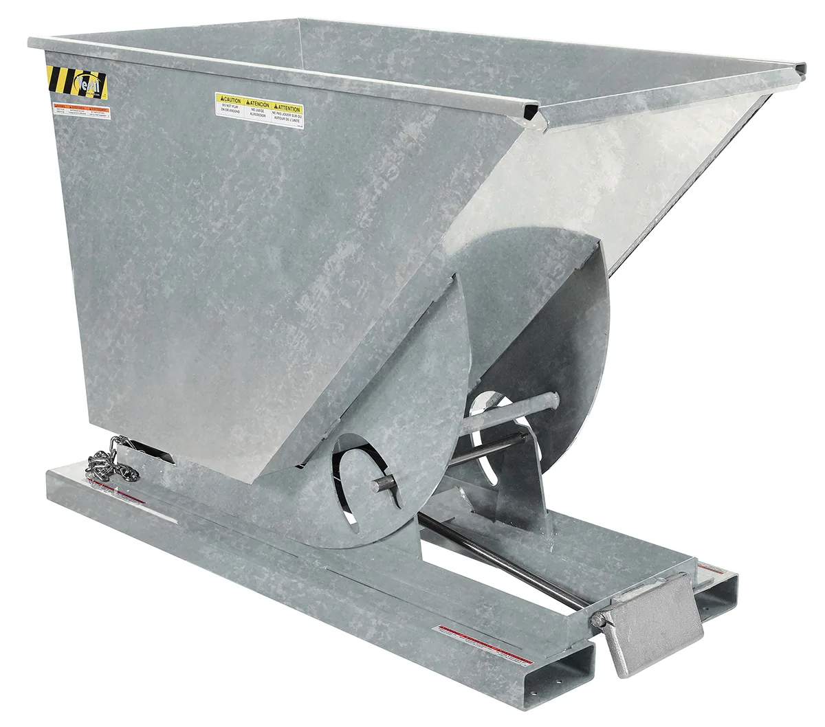 Vestil D-75-HD-GAL d style - self-dumping steel hoppers with bumper release