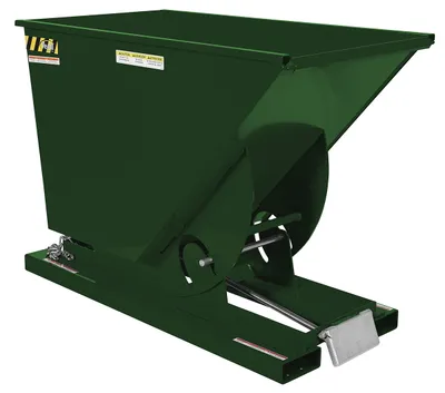 Vestil Steel Heavy Duty Self Dumping Hopper 3/4 Cubic Yard 6000 Lb. Capacity Hunter Green