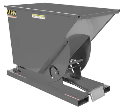 Vestil Steel Heavy Duty Self Dumping Hopper 3/4 Cubic Yard 6000 Lb. Capacity Battleship Gray