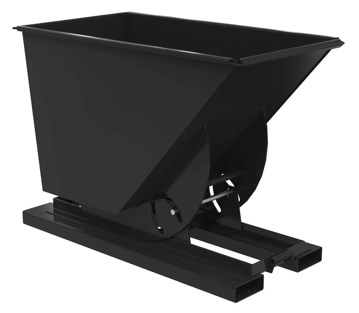 Vestil D-75-HD-NB-BLK-SG d-style hoppers, no bump & dump