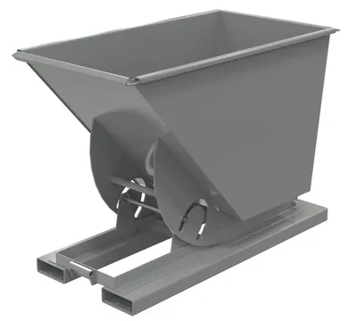 Vestil Steel Heavy Duty No Bump & Dump Hopper 3/4 Cubic Yard 6000 Lb. Capacity Battleship Gray