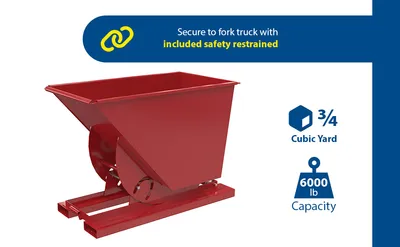 Vestil D-75-HD-NB-SR d-style hoppers, no bump & dump feature highlights