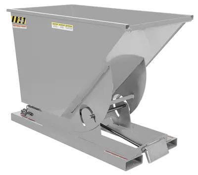 Vestil Steel Heavy Duty Self Dumping Hopper 3/4 Cubic Yard 6000 Lb. Capacity Silver Lining