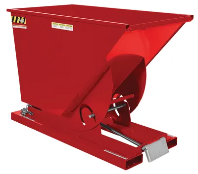 Vestil Steel Heavy Duty Self Dumping Hopper 3/4 Cubic Yard 6000 Lb. Capacity Red
