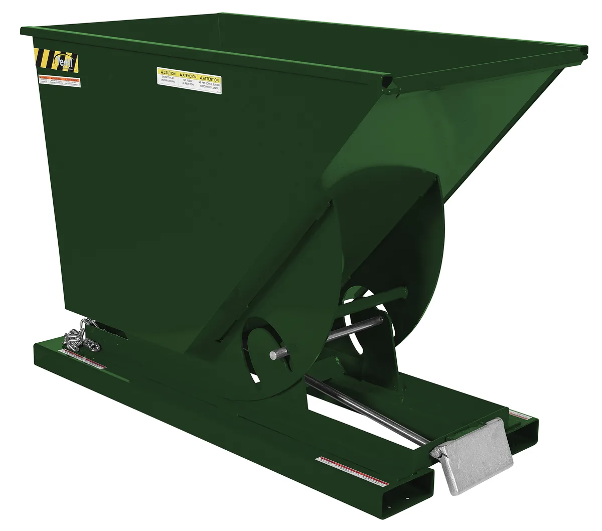 Vestil D-75-LD-GRN-H d style - self-dumping steel hoppers with bumper release