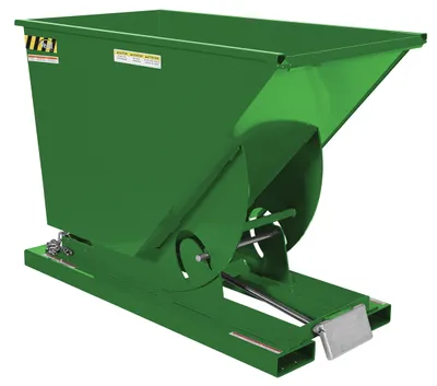 Vestil Steel Light Duty Self Dumping Hopper 3/4 Cubic Yard 2000 Lb. Capacity Green