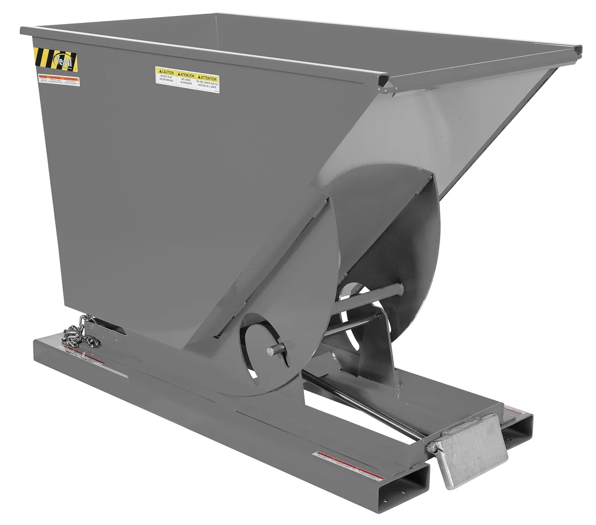 Vestil D-75-LD-GY-MG d style - self-dumping steel hoppers with bumper release