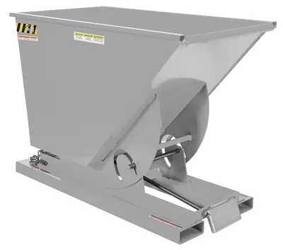 Vestil Steel Light Duty Self Dumping Hopper 3/4 Cubic Yard 2000 Lb. Capacity Silver Lining