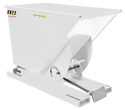 Vestil Steel Light Duty Self Dumping Hopper 3/4 Cubic Yard 2000 Lb. Capacity White