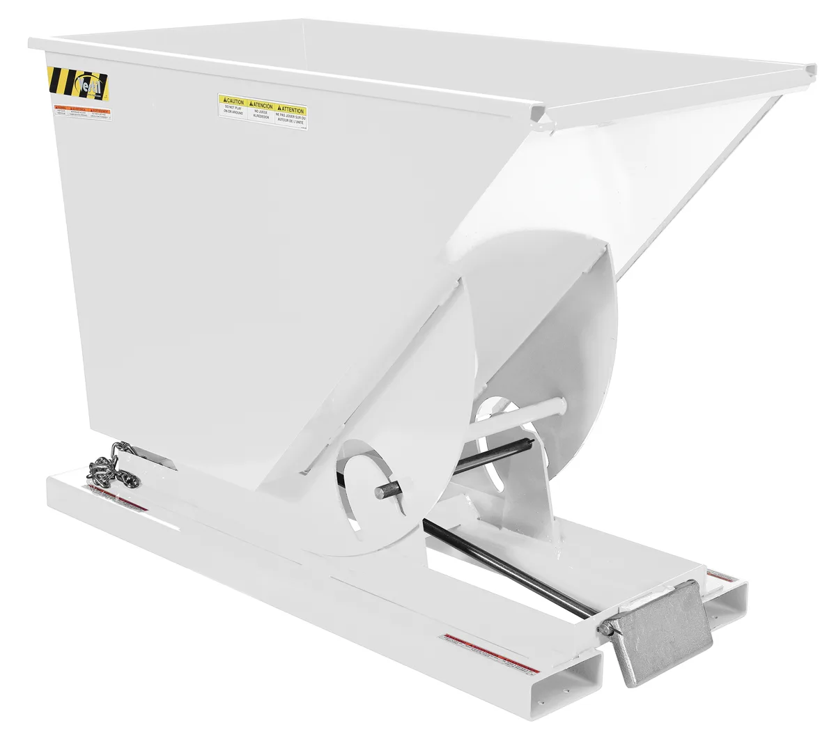 Vestil D-75-LD-WHT d style - self-dumping steel hoppers with bumper release