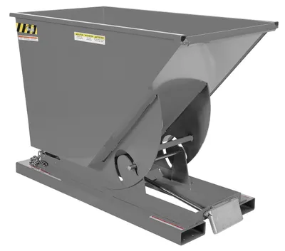Vestil Steel Medium Duty Self Dumping Hopper 3/4 Cubic Yard 4000 Lb. Capacity Machine Gray