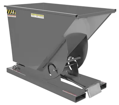 Vestil Steel Medium Duty Self Dumping Hopper 3/4 Cubic Yard 4000 Lb. Capacity Battleship Gray