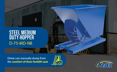 Vestil D-75-MD-NB d-style hoppers, no bump & dump feature highlights