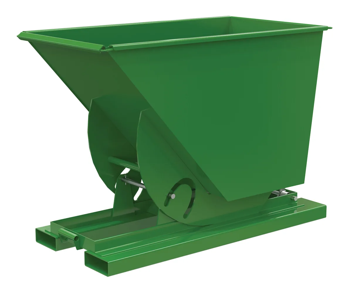 Vestil D-75-MD-NB-GRN-T d-style hoppers, no bump & dump