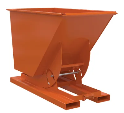 Vestil Steel Medium Duty No Bump & Dump Hopper 3/4 Cubic Yard 4000 Lb. Capacity Orange