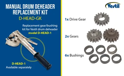 Vestil D-HEAD-GK manual drum deheader feature highlights