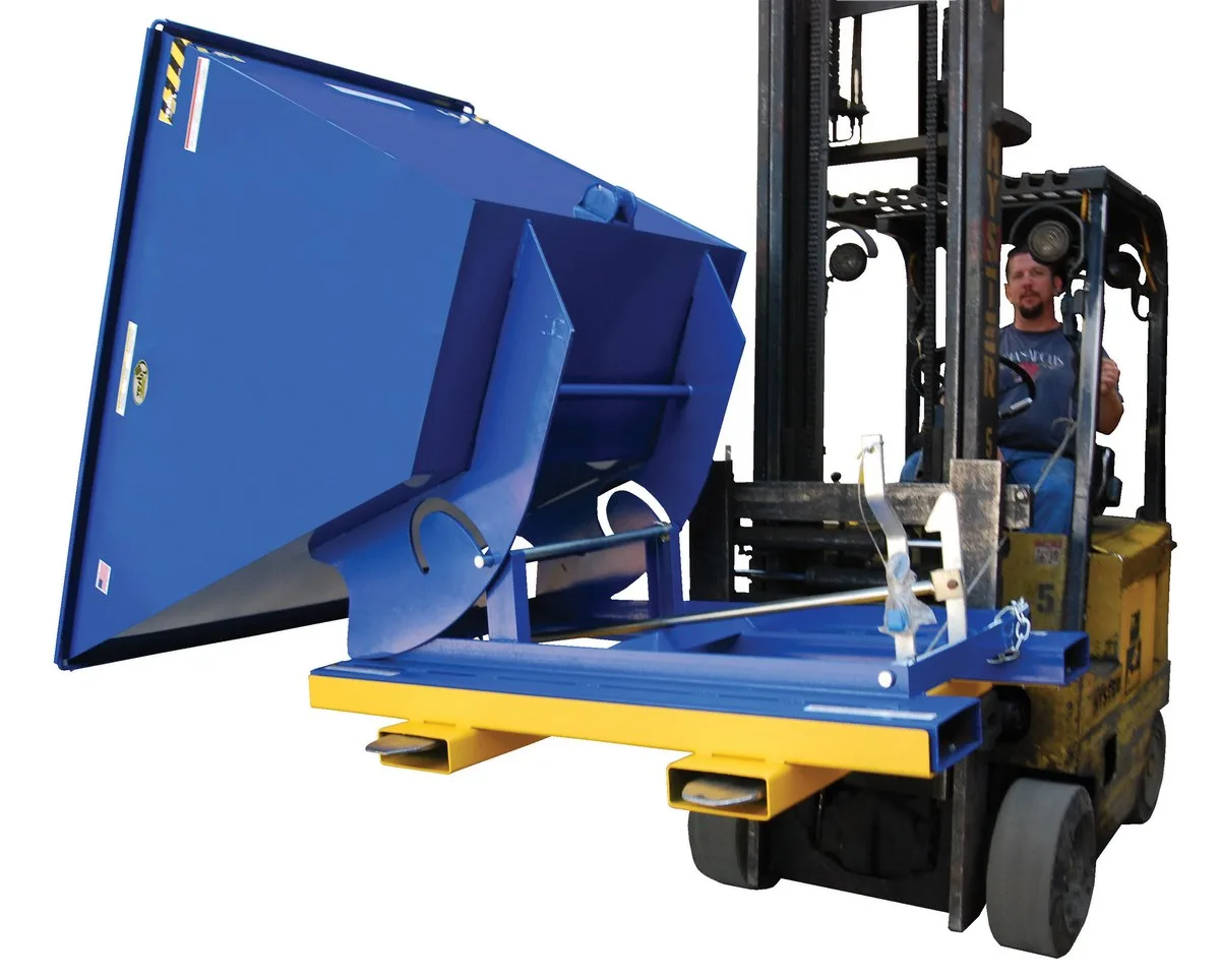 Vestil D-TILT d style - self-dumping steel hoppers with bumper release