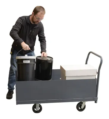 Vestil DBPT-2448-12 deep box steel platform truck shown from an alternate angle