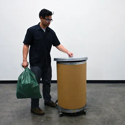 Vestil DC-245-H galvanized steel drum cover shown from an alternate angle