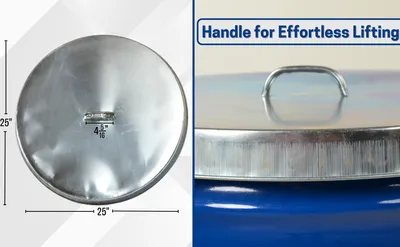Vestil DC-245-H galvanized steel drum cover feature highlights