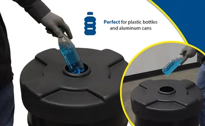 Vestil DC-P-30-CAN-BK recycling lid feature highlights