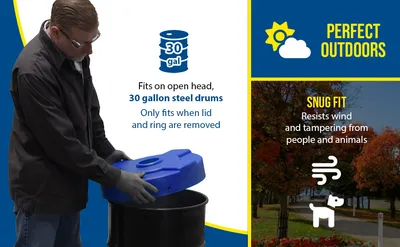 Vestil DC-P-30-CAN-BU recycling lid feature highlights