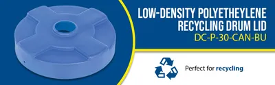 Vestil DC-P-30-CAN-BU recycling lid feature highlights