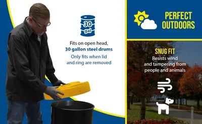 Vestil DC-P-30-CAN-YL recycling lid feature highlights