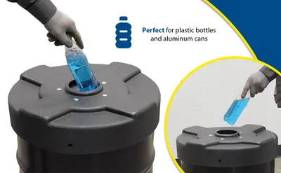 Vestil DC-P-30-CANF-BK recycling lid feature highlights