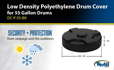Vestil DC-P-55-BK drum cover feature highlights
