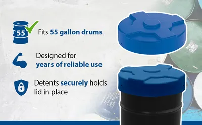 Vestil DC-P-55-BU drum cover feature highlights