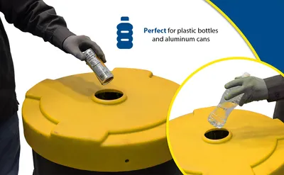 Vestil DC-P-55-CAN-YL recycling lid feature highlights