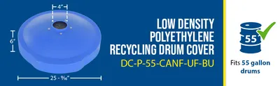Vestil DC-P-55-CANF-UF-BU recycling lid feature highlights