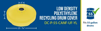 Vestil DC-P-55-CANF-UF-YL recycling lid feature highlights
