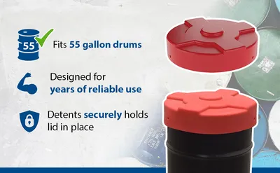 Vestil DC-P-55-RD drum cover feature highlights