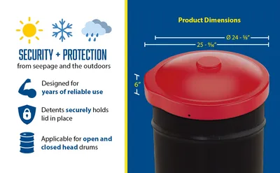 Vestil DC-P-55-CAN-UF-BK recycling lid feature highlights