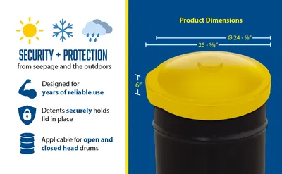 Vestil DC-P-55-UF-YL drum cover feature highlights