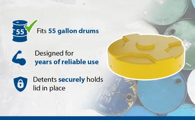 Vestil DC-P-55-YL drum cover feature highlights