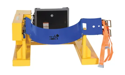 Vestil DCR-205-12-DC fork truck drum carrier rotator shown from an alternate angle