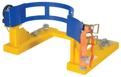 Vestil DCR-205-20 fork truck drum carrier rotator shown from an alternate angle