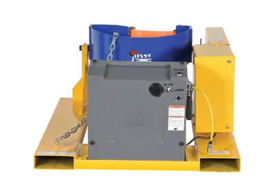Vestil DCR-205-8-DC fork truck drum carrier rotator shown from an alternate angle