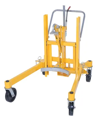 Vestil Steel Economical Ratchet Drum Transporter 55 Gallon 800 Lb. Capacity Yellow