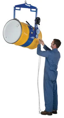 Vestil DCT-85 hoist mounted drum carrier rotator shown from an alternate angle