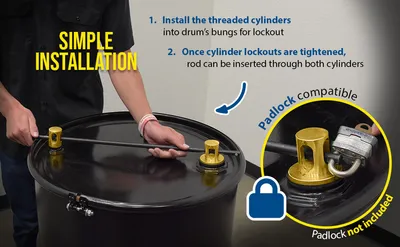Vestil DDL-55-BRS double drum lock feature highlights