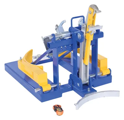 Vestil DFDL-3 deluxe combination fork mounted drum lifter shown from an alternate angle