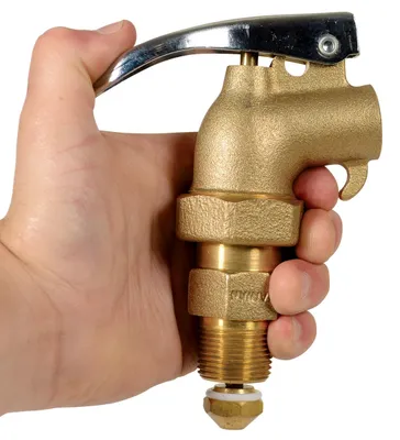 Vestil DFT-ADJ manual drum faucet shown from an alternate angle