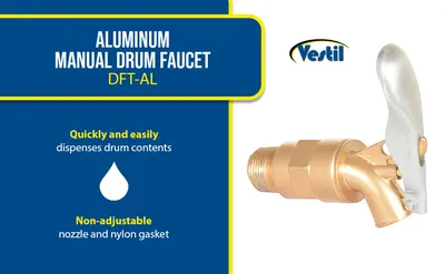 Vestil DFT-AL manual drum faucet feature highlights