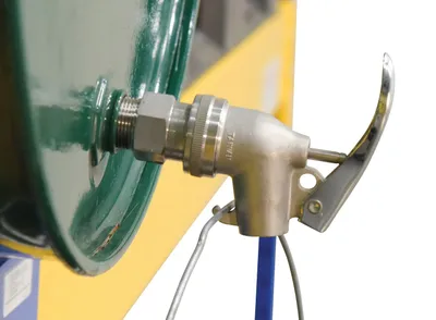 Vestil DFT-SS manual drum faucet shown from an alternate angle